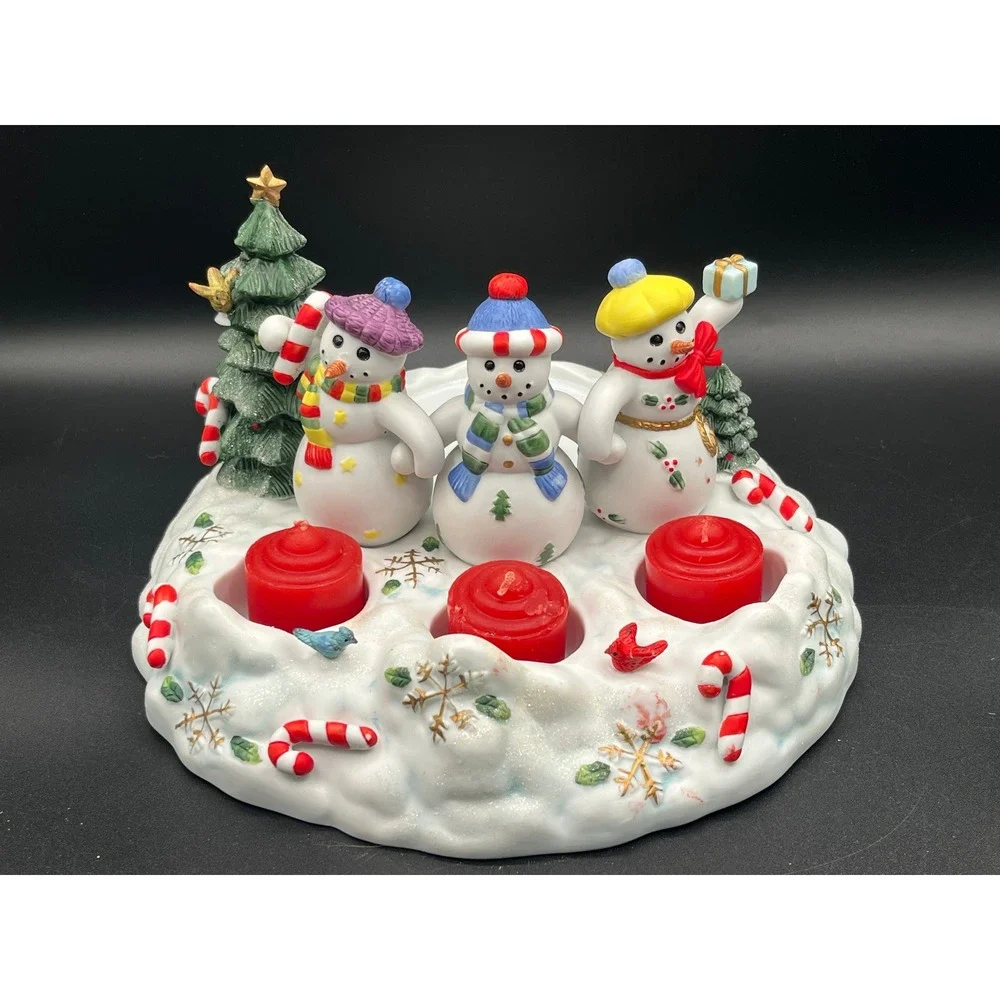Partylite Snowbell Candle Holder P7650 Christmas Snowmen Retired 10
